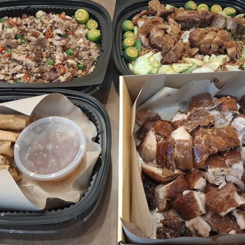 FIESTA PACKAGE [2 kg CHOPPED LECHON (box), 1 LECHON PANCIT PARTY TRAY, 1 LECHON LUMPIA PARTY TRAY, 1 LECHON SISIG PARTY TRAY] (12-15 Pax)