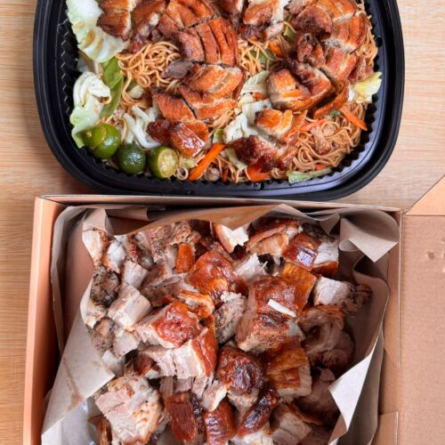 HAPPY BUNCH PACKAGE [1.5 kg CHOPPED LECHON (box), 1 LECHON PANCIT PARTY TRAY] (8-10 Pax)